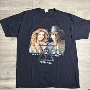 Tim McGraw‎ Faith Hill Soul2Soul Tour 2017 Concert T-Shirt Black Size